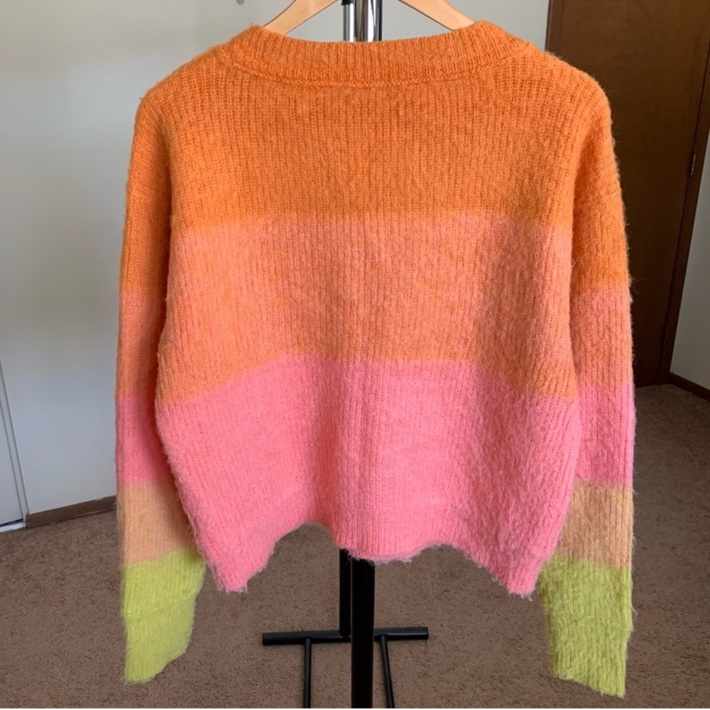 Free People Autumn Sky Ombre Sweater wool blend peach orange pink medium - Picture 8 of 12
